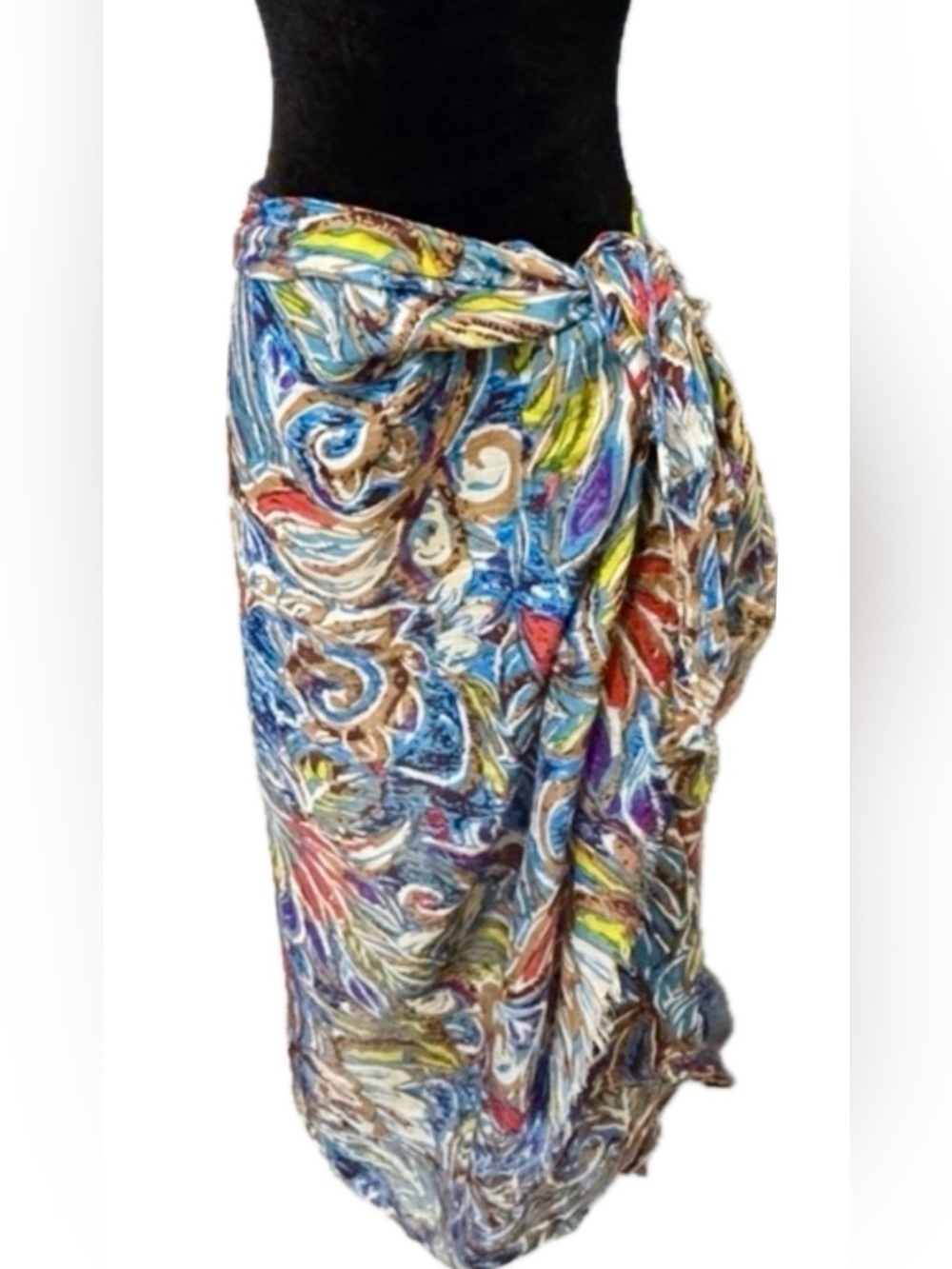 Bindya NY Abstract Print Scarf Wrap Shawl Sarong Beach Cover Up 40x78 Boho Resor